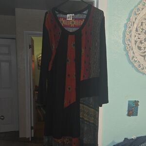 Angel Of The North Multicolor Patchwork Midi Dress